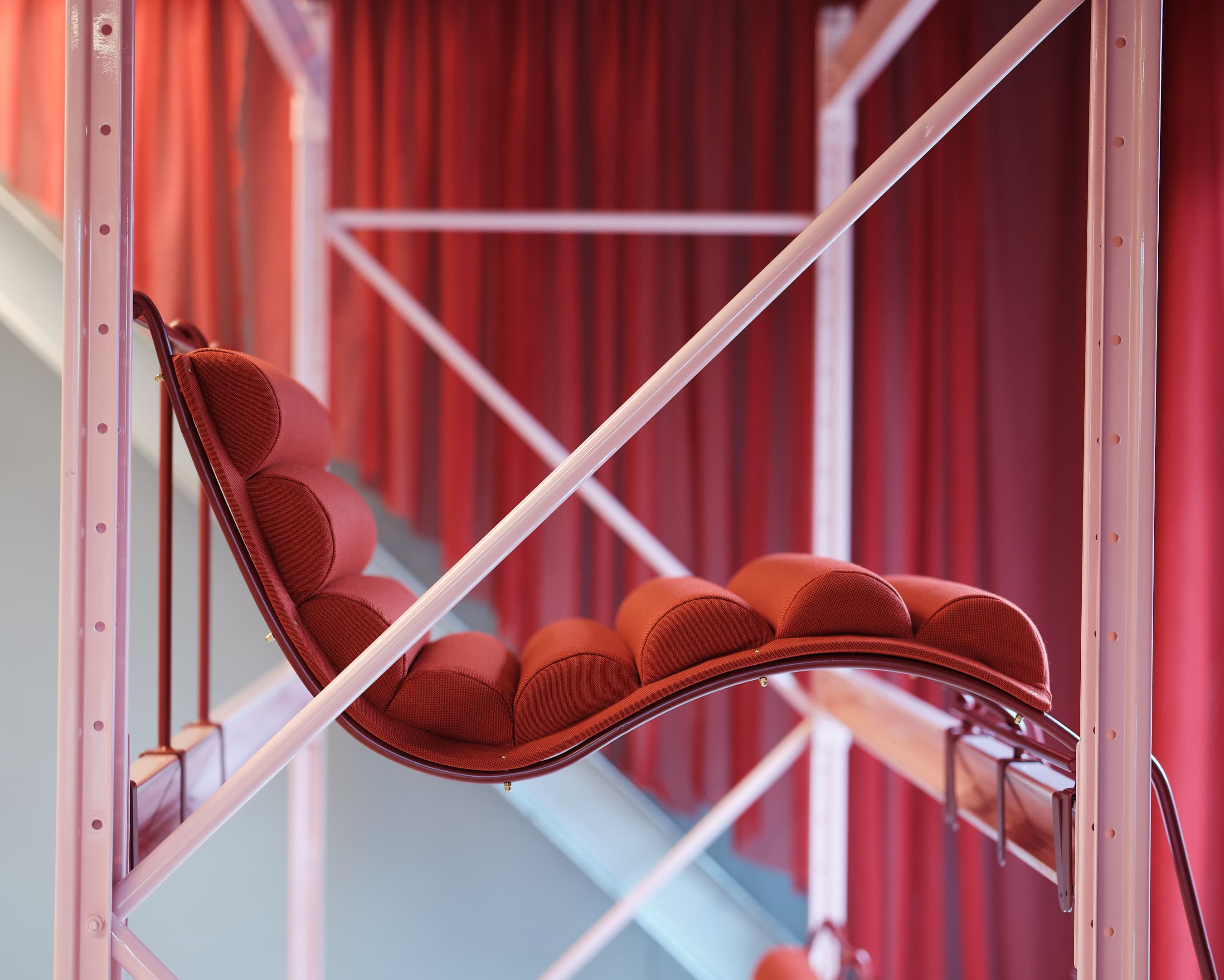 Visitors interacting with art installation